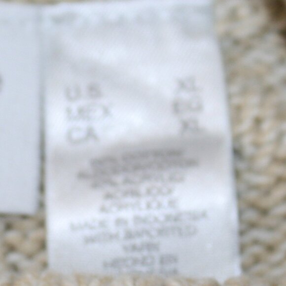 VINTAGE LIZ SPORT Sweater Split Turtleneck Knit Cable Stitch Neutral Tan XL - Picture 8 of 14